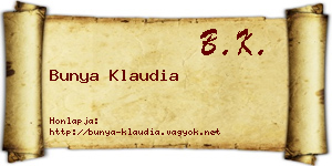 Bunya Klaudia névjegykártya